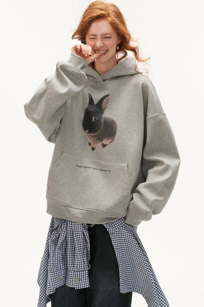 MAMC Cute Bunny Air Layer Hooded Sweatshirt Frauen Herbst/Winter 2024 neue lässige lockere Slouchy Jacke Top