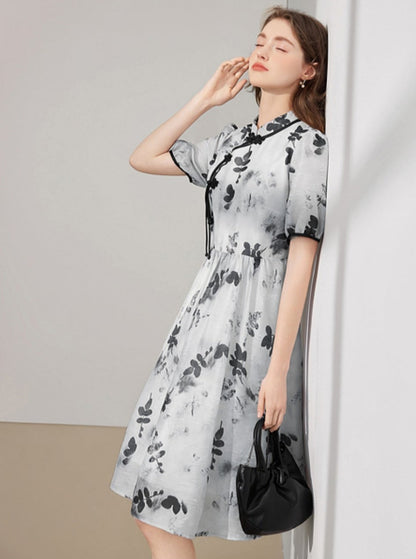 Neuer Stil Smudge Schnalle Cheongsam Kleid