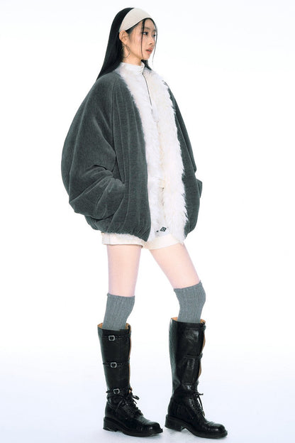 Plaid Eco-Friendly Fur Padded Jacket