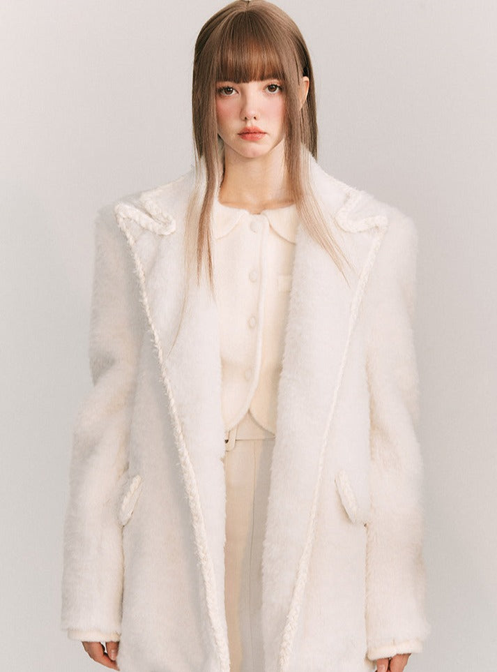 Wool Twist WHITE TWEED COAT