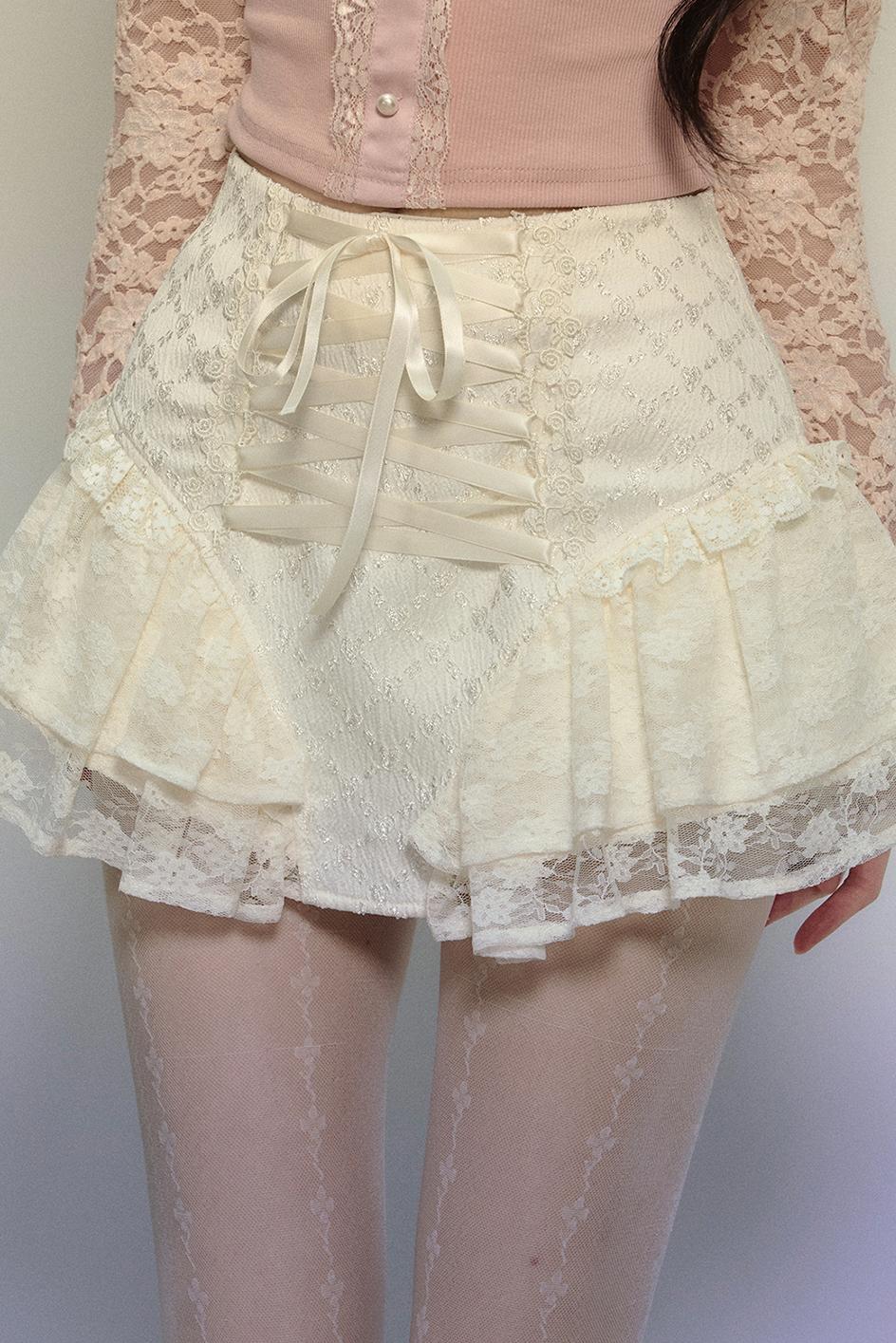 Ballet Aesthetics Irregular Lace Skirt