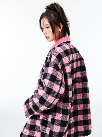 plaid padded jacket