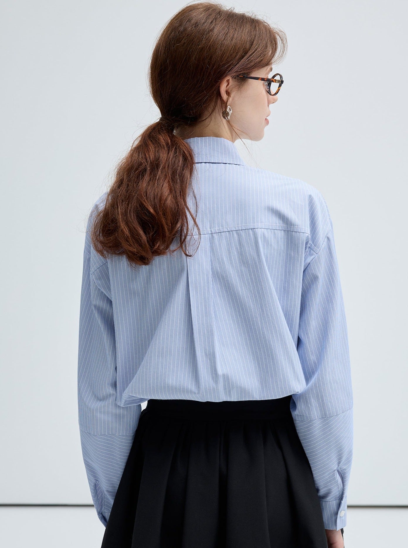 Bow Placket Striped Shirt