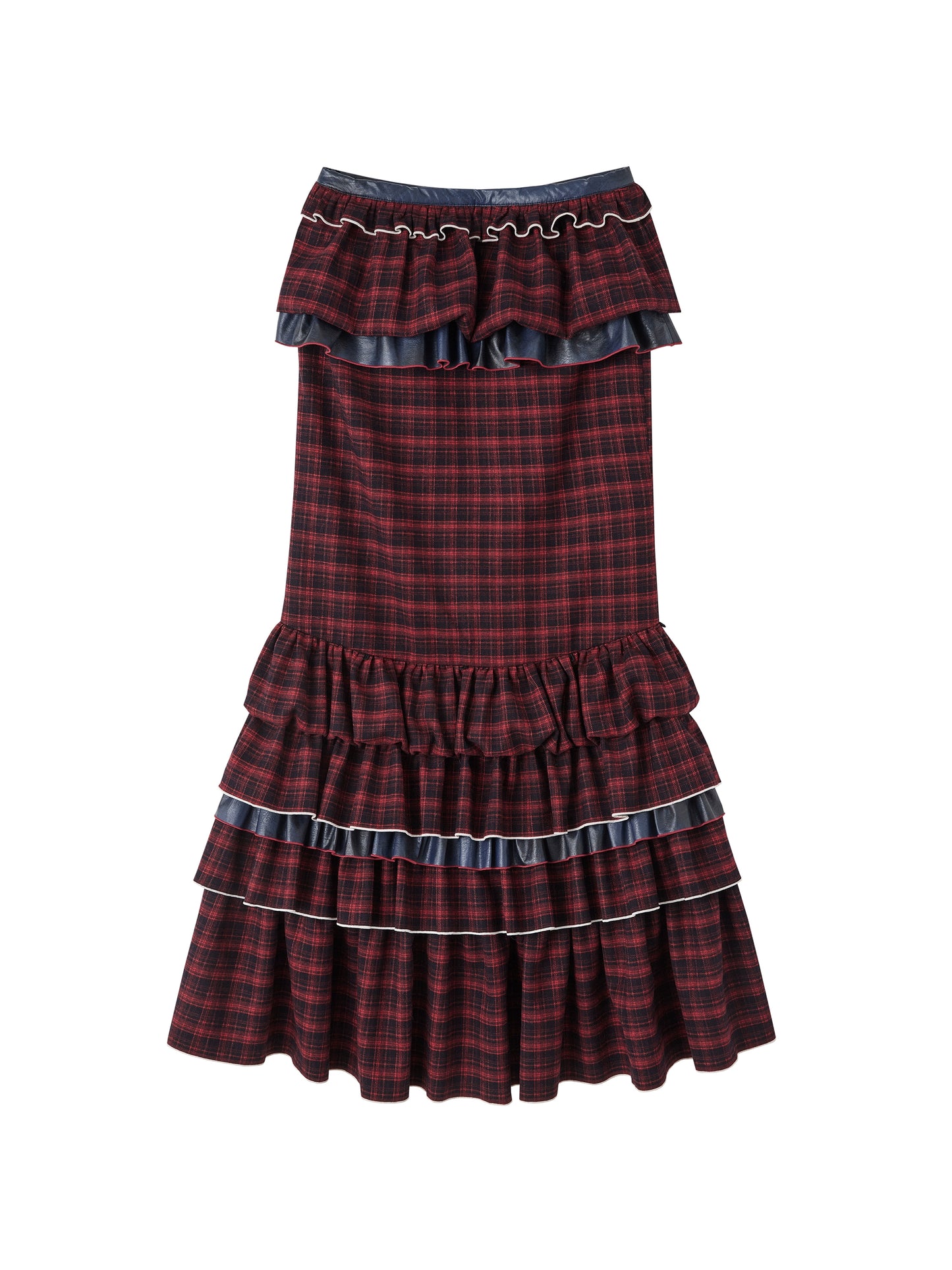 Red Check Fishtail Skirt