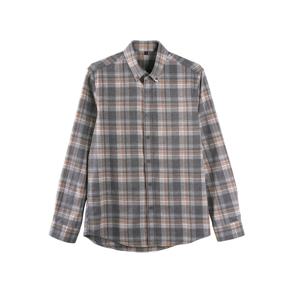 Contrast Check Long Sleeve Lapel Shirt