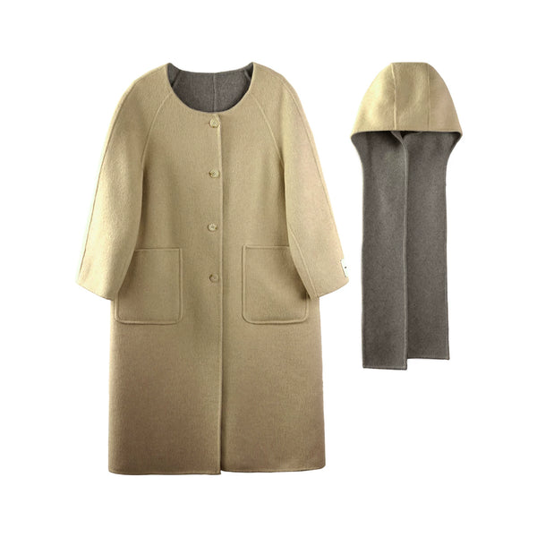 Silk Wool Reversible Scarf Coat