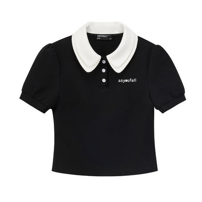 Slim Waist Cropped Polo Shirt