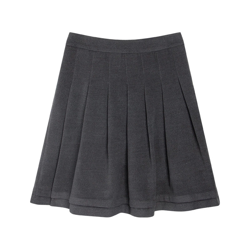 College Ruffle Woolen Suit Skirt Set-Up