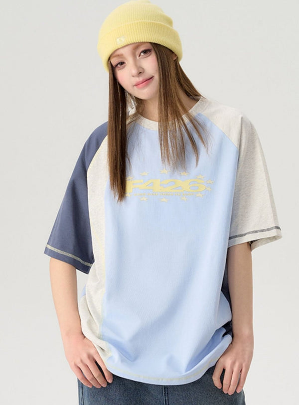Asymmetrical Contrast Stitch Tee T-Shirt
