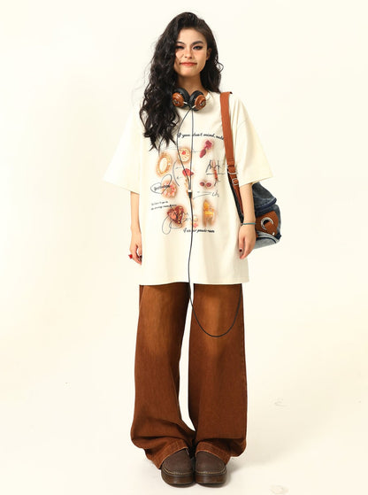 Print Apricot Short Sleeve T-Shirt