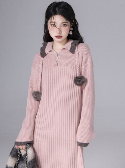 Pink wool hat dress