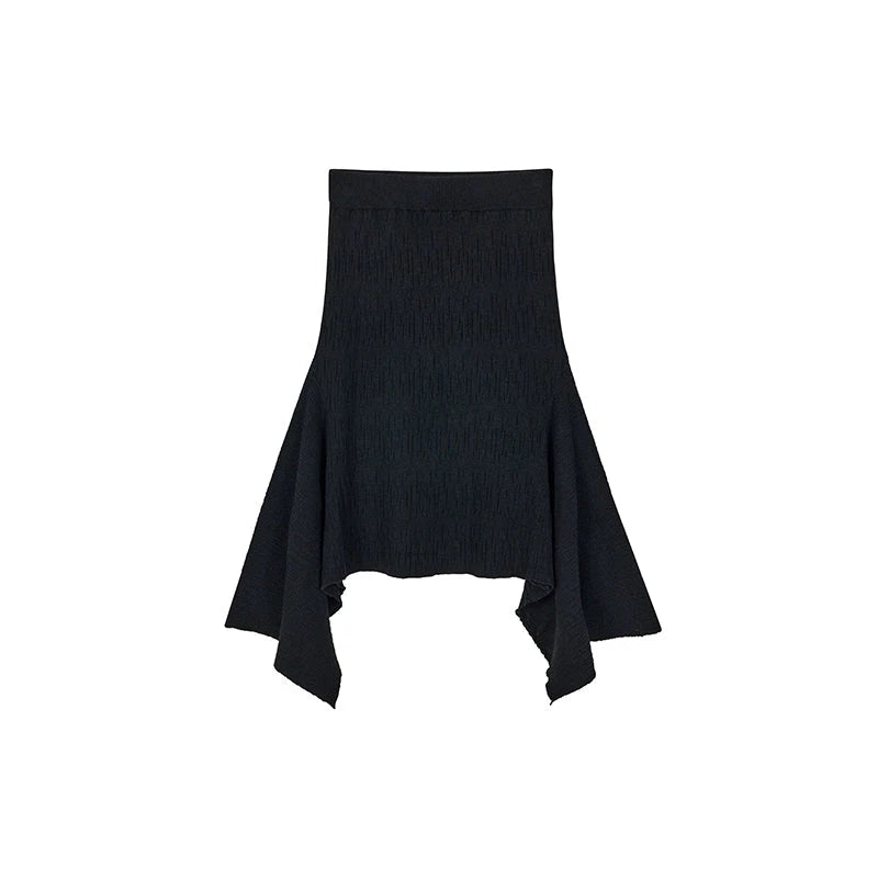 Raw Edges Irregular Knit Skirt Set-Up