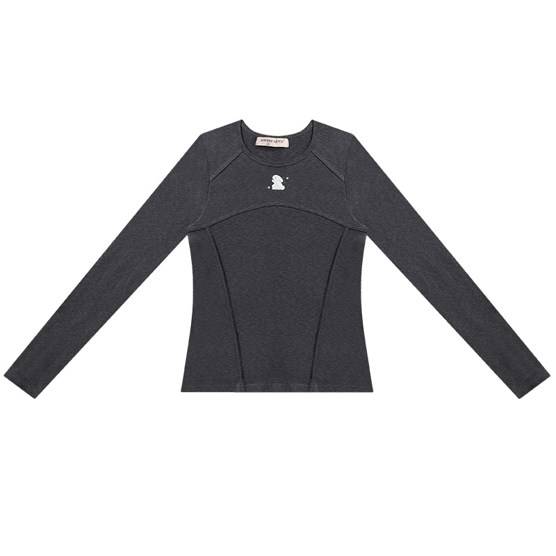 롱 슬리브 레트로 토끼 티셔츠 