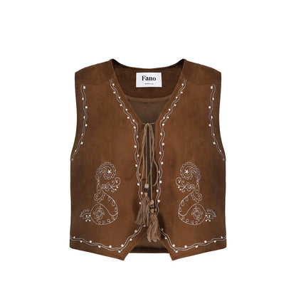 Color-Block Suede Vest