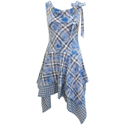 Sea Mist Blue Plaid Dress