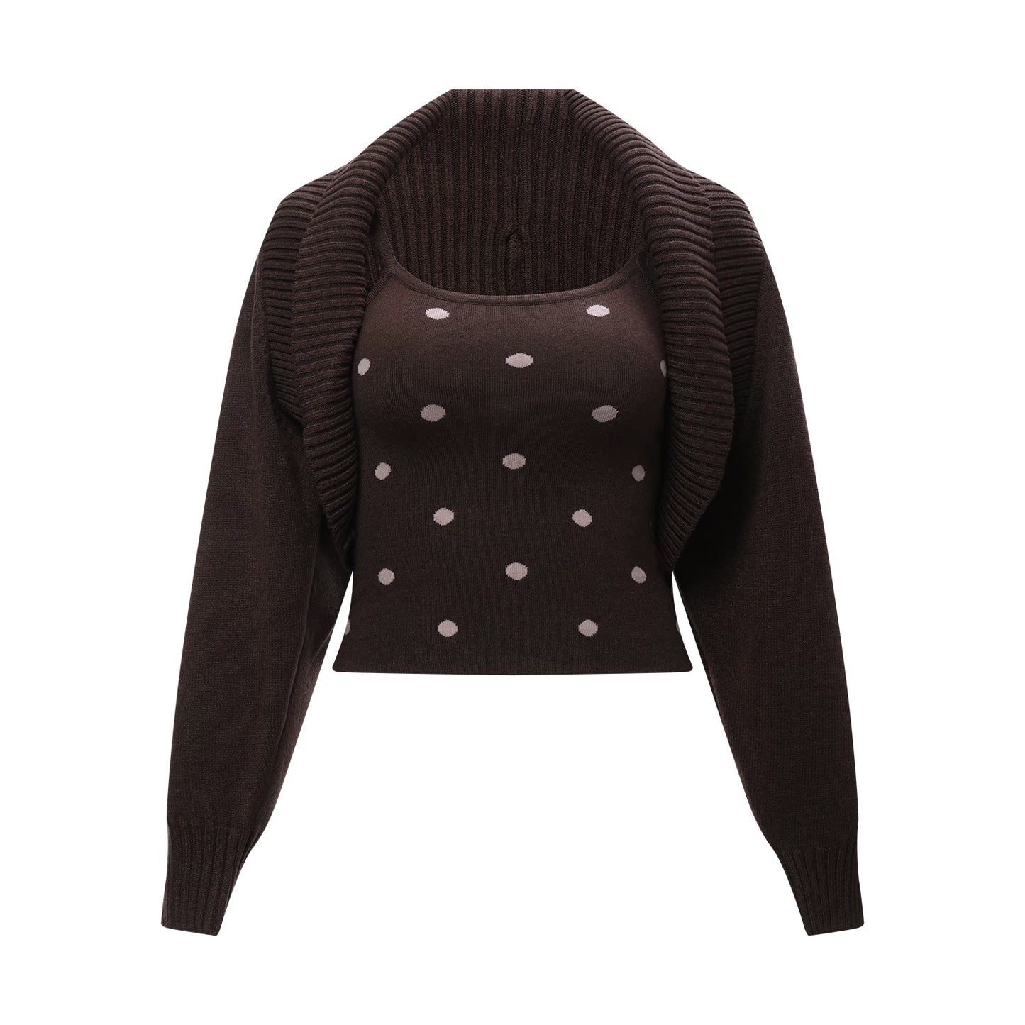 Polka Dot Knitted Cardigan Set