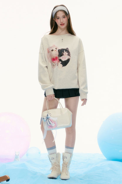 Retro Loose Round Neck Sweatshirt