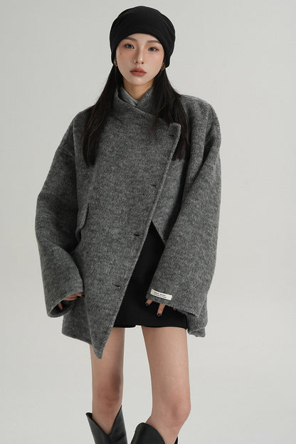 Temperament Double-Faced Tweed Coat