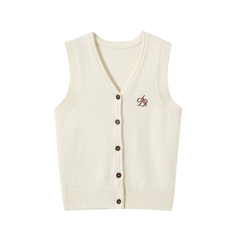 Woolen V-Neck Slim Versatile Vest