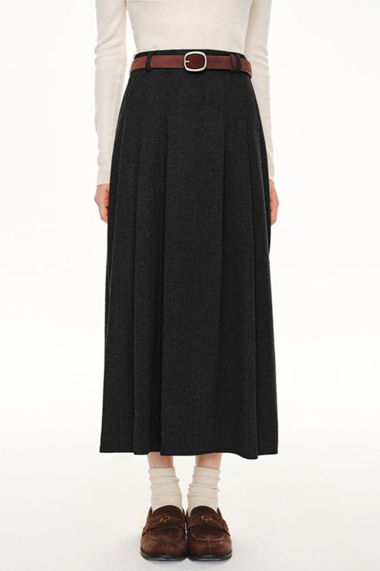 RETRO PREPPY WOOLEN A-LINE SKIRT