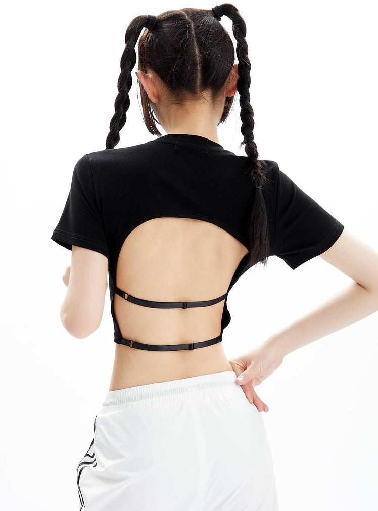 Short Sleeve Cut Out Open Back T-shirt