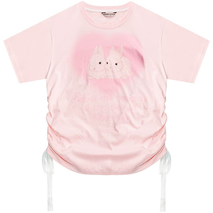 Retro Rabbit Print Loose T-Shirt