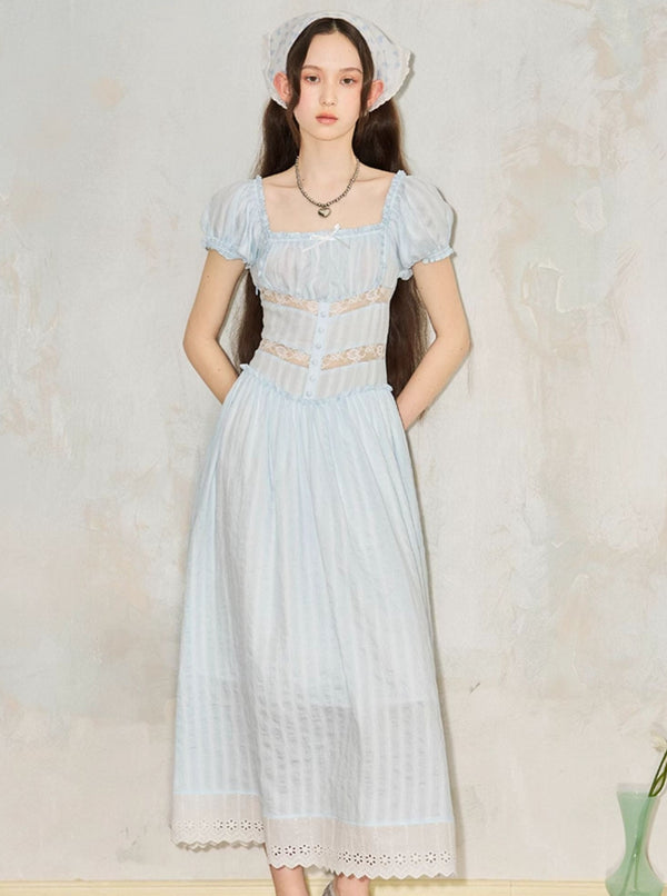 Panelled Striped Maxi Dress