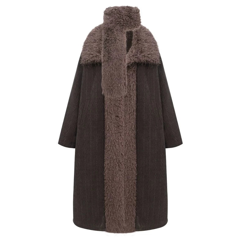 Mid-length velvet thickened corduroy cotton coat