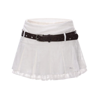 Jacquard Pleated Short Skirt
