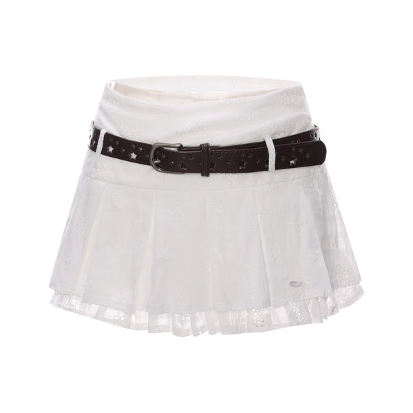 Jacquard Pleated Short Skirt