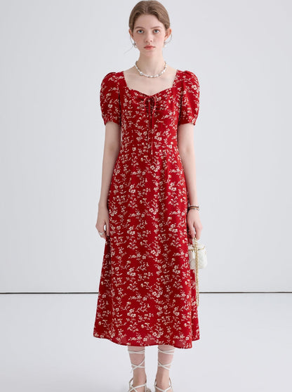 French Niche Floral Long Dress