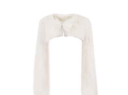 White thick fur short Coat set