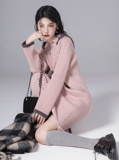 Pink wool hat dress