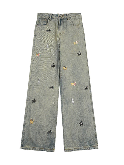 Vintage Embroidered Loose Fit Jeans