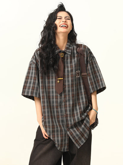 Retro Hong Kong Style Plaid Shirt