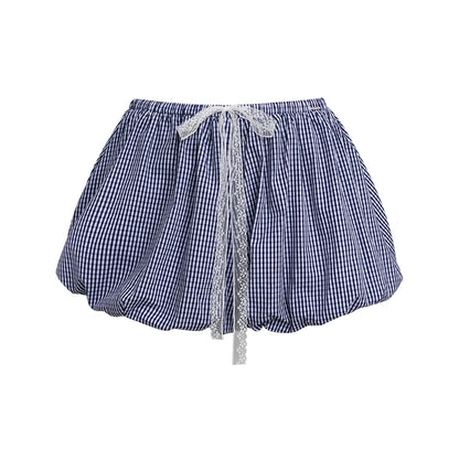 High-Waist Lace-Up Bubble Shorts
