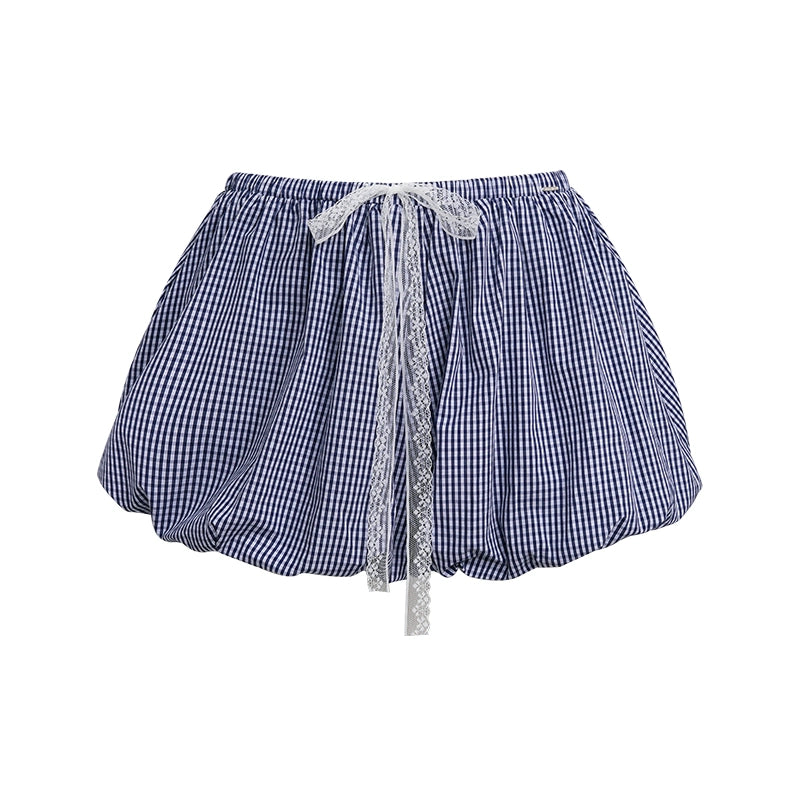 Checkered Knit Top Shorts Set-Up