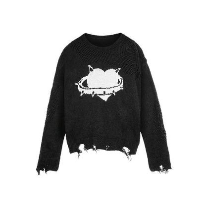 Loose jacquard pullover sweater