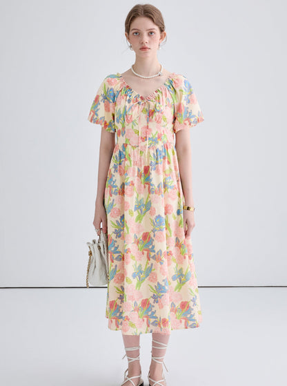 Floral V-Neck Long Dress