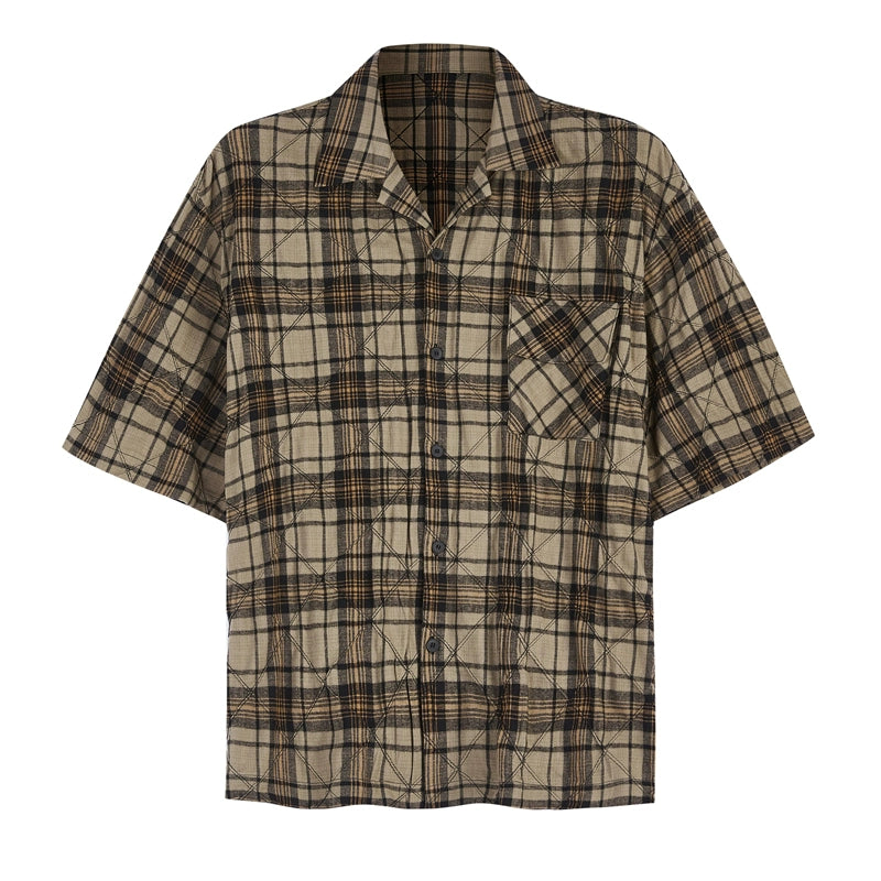 Texture Design Plaid Short Sleeve Shirt