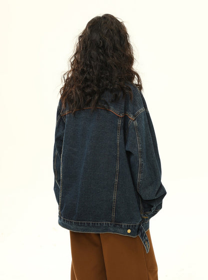 American retro denim blue coat