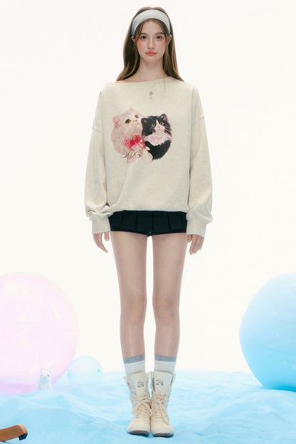 Retro Loose Round Neck Sweatshirt