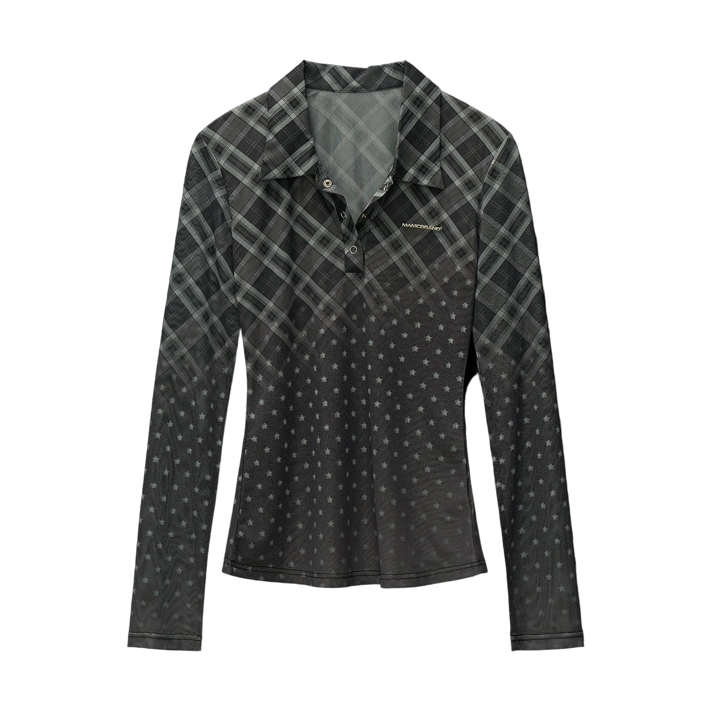 Luxury Slim Plaid Mesh Tee