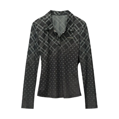 Luxury Slim Plaid Mesh Tee