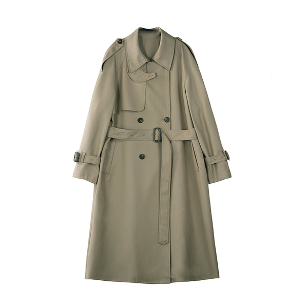 Khaki Draped Trench Coat