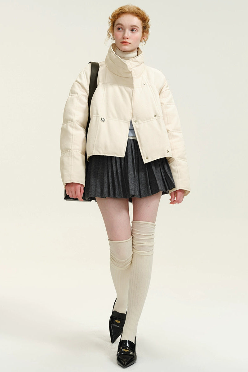 Solid White Down Padded Jacket