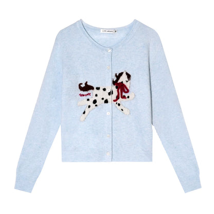 Jacquard Bow Wool Cardigan