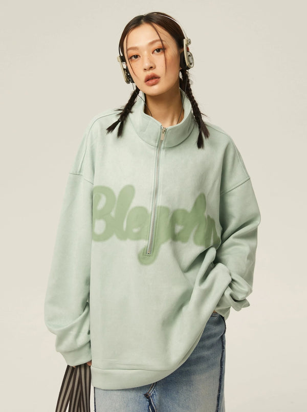 American suede stand collar letter coat