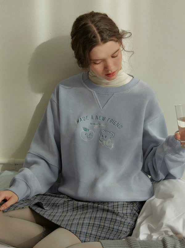 fleece embroidery sweatshirt