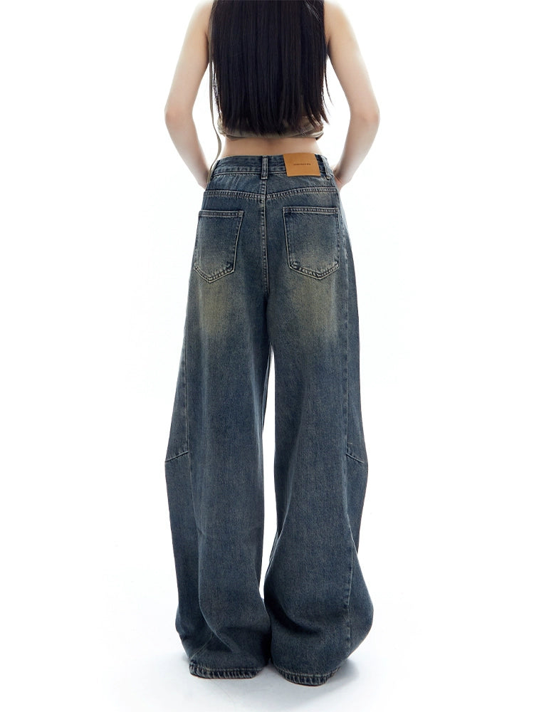 American Retro Distressed Straight Denim Pants